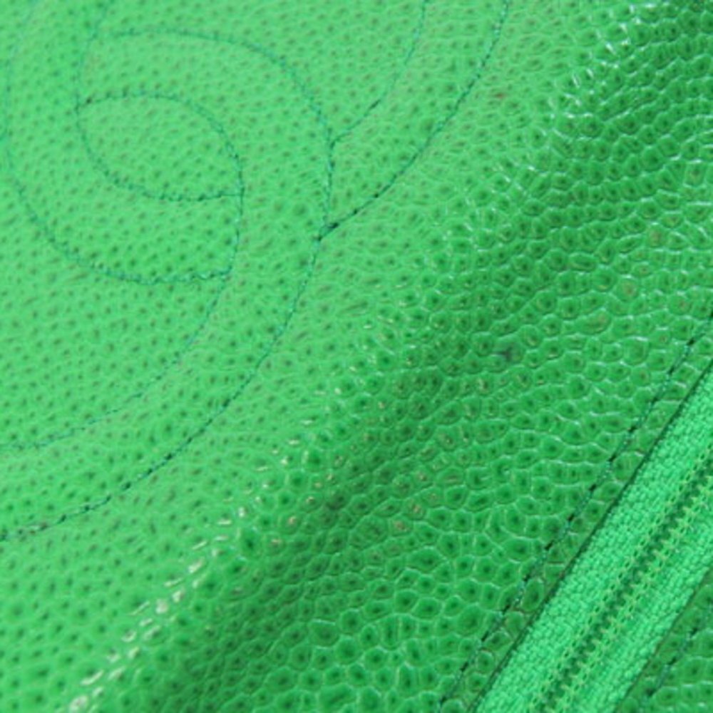 CHANEL Green Caviar Leather Logo Wallet - Picture 7 of 10